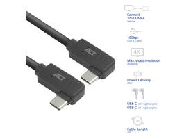 Kabel ACT USB-C hoek links/rechts 10Gbps 2m