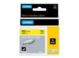Labeltape Dymo Rhino industrieel krimpkous 6mm zwart op geel