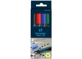 Permanent marker Schneider Maxx 130 rond 1-3mm assorti 4 stuks