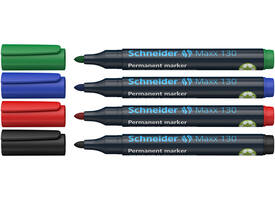 Permanent marker Schneider Maxx 130 rond 1-3mm assorti 4 stuks