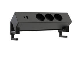 Stekkerdoos Euroseats opbouw 3 voudig USB A+C zwart