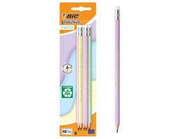 Potlood Bic HB met gom pastel assorti blister 5 stuks