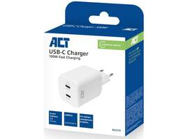 Oplader ACT USB-C 100W 2-poorts PD, PPS, AVS, QC, Ganfast