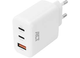Oplader ACT 65W 3-poorts USB-C USB-A PD QC Ganfast