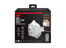 Stofmasker 3M Aura Comfort Cool Flow 9332 FFP3 met ventiel 10 stuks