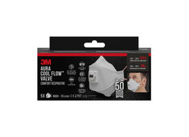 Stofmasker 3M Aura Comfort Cool Flow 9332 FFP3 met ventiel 5 stuks