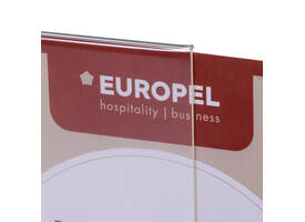 Kaarthouder Europel acryl houten voet A6 liggend 5 stuks
