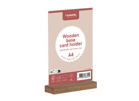 Kaarthouder Europel acryl met houten voet A4 staand