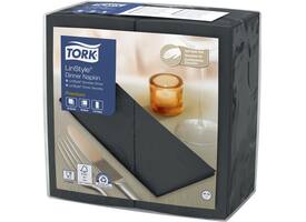 Dinerservet Tork Linstyle Premium 1/8 vouw 1-laags 390x390mm 50 vel zwart 478196