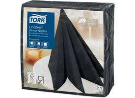 Dinerservet Tork Linstyle Premium 1/4 vouw 1-laags 390x390mm 50 vel zwart 478825