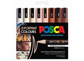 Paintmarker Uni POSCA PC5M medium portret kleuren set à 8 stuks