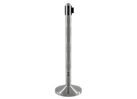 Afzetpaal Securit Nova RVS met rolband en RGB-verlichting 100cm zilver