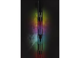 Afzetpaal Securit Nova RVS met rolband en RGB-verlichting 100cm zilver
