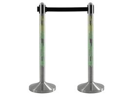 Afzetpaal Securit Nova RVS met rolband en RGB-verlichting 100cm zilver