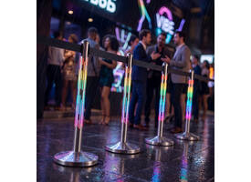 Afzetpaal Securit Nova RVS met rolband en RGB-verlichting 100cm zilver