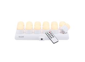 Theelicht Securit Amsterdam LED warmwit met oplaadstation 12 stuks wit