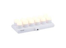 Theelicht Securit Amsterdam LED warmwit met oplaadstation 12 stuks wit