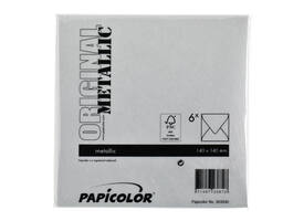 Envelop Papicolor 140x140mm metallic zilver pak à 6 stuks