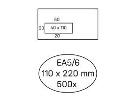 Envelop Hermes EA5/6 110x220mm venster 4x11links zelfklevend 500 stuks