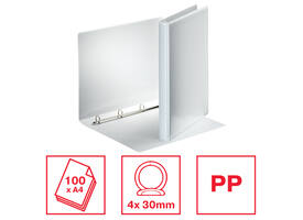 Presentatieringband Esselte Essentials panorama A4 4-rings O-mechaniek 16mm wit