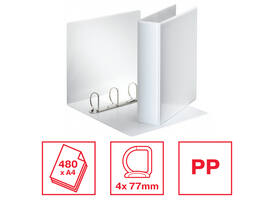 Presentatieringband Esselte Essentials panorama A4 4-rings D-mechaniek 77mm wit