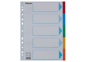 Tabbladen Esselte Standaard A4 5-delig karton 11-rings met voorblad assorti