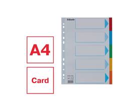 Tabbladen Esselte Standaard A4 5-delig karton 11-rings met voorblad assorti