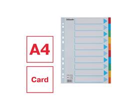 Tabbladen Esselte Standaard A4 10-delig karton 11-rings met voorblad assorti