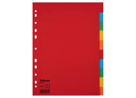 Tabbladen Esselte Economy A4 10-delig karton 11-rings assorti