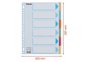 Tabbladen Esselte Premium A4 6-delig karton 23-rings assorti