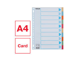 Tabbladen Esselte Premium A4 10-delig karton 23-rings assorti