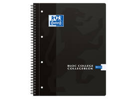 Collegeblok Oxford A4+ ruit 5x5mm 4-gaats 180 pagina's 80gr zwart