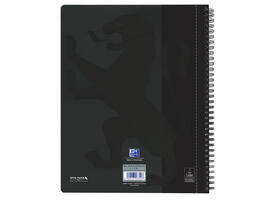 Collegeblok Oxford A4+ ruit 5x5mm 4-gaats 180 pagina's 80gr zwart