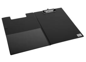 Klembordmap Quantore A4 staand PVC zwart met 100mm klem + penlus