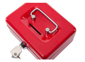 Geldkist MAUL met muntgleuf en slot 125x95x60mm rood
