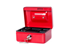 Geldkist MAUL met muntgleuf en slot 125x95x60mm rood