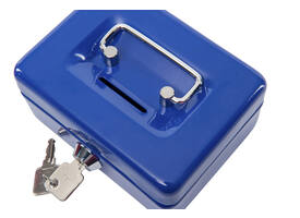 Geldkist MAUL met muntgleuf en slot 125x95x60mm blauw