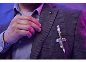 Penhouder Terry clip voor 3 pennen/potloden zilverkleurig
