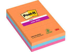 Memoblok Post-it 4690 Super Sticky 101x152mm lijn Bangkok 3 stuks