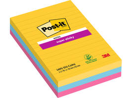 Memoblok Post-it 4690 Super Sticky 101x152mm lijn Carnival 3 stuks