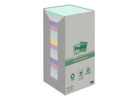 Memoblok Post-it 654-RTP 76x76mm recycled rainbow pastel 16 stuks