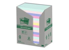 Memoblok Post-it 655-RPT 76x127mm recycled rainbow pastel 16 stuks