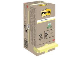 Memoblok Post-it 654 76x76mm recycled pastel geel 16 stuks