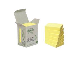 Memoblok Post-it 653-1B recycled 38x51mm canary yellow 6 stuks