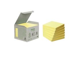 Memoblok Post-it 654-1B 76x76mm recycled geel 6 stuks