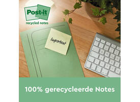 Memoblok Post-it 655-1B recycled 76x127mm canary yellow 6 stuks