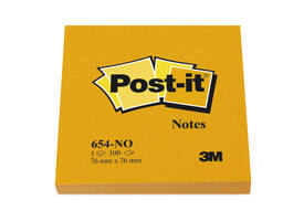 Memoblok Post-it 654 76x76mm oranje 100 vel