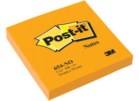 Memoblok Post-it 654 76x76mm oranje 100 vel