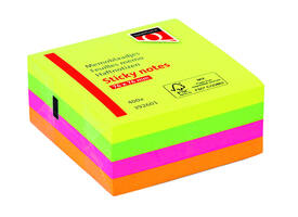 Memoblok Quantore 76x76mm neon kleuren assorti 4 kleuren 400 vel
