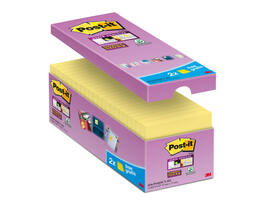 Memoblok Post-it 654 Super Sticky 76x76mm geel 14+2 gratis